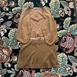 Mango Faux Suede Vest and Skirt Set
